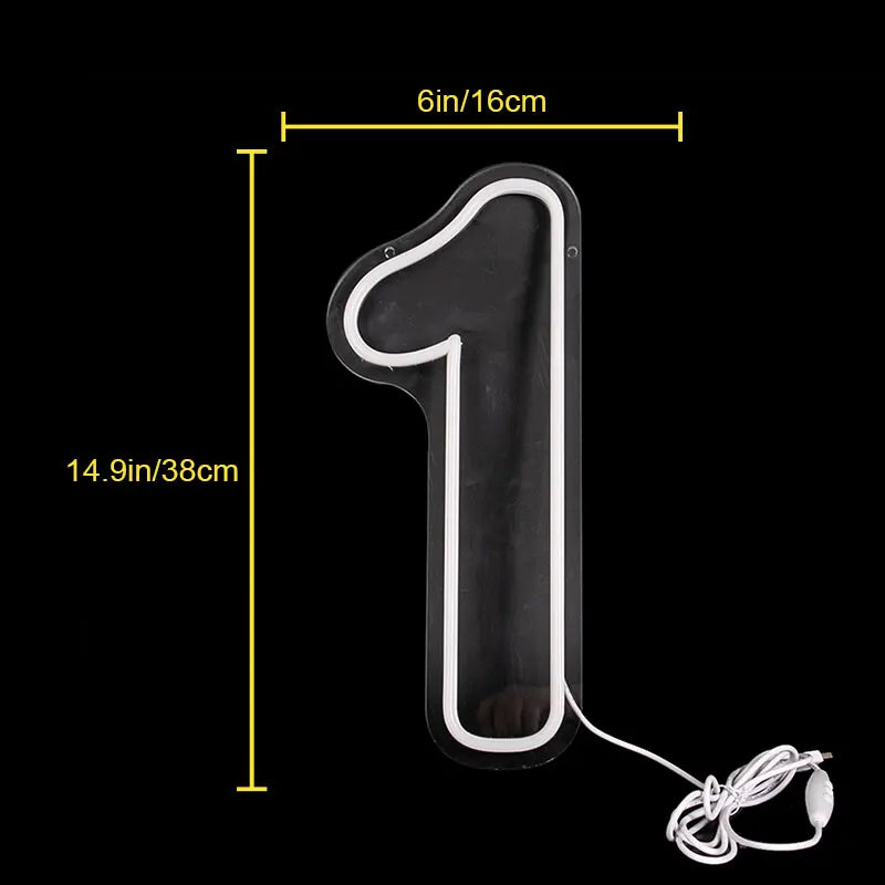 Numbers Neon Sign Birthday Acrylic Lights 0 to 9 with Switch for Wedding Party Business Beauty Salon Wall Decor