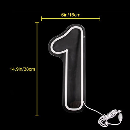 Numbers Neon Sign Birthday Acrylic Lights 0 to 9 with Switch for Wedding Party Business Beauty Salon Wall Decor